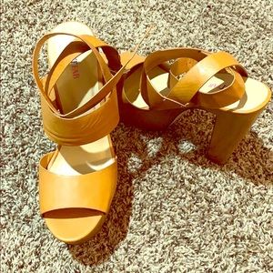 Faux Wood Sandals with 7 inch heel
